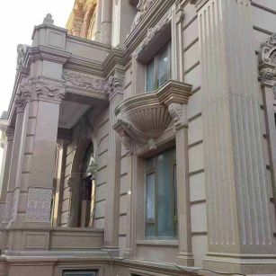 天水 黄金麻花岗岩光面别墅外墙干挂施工完成