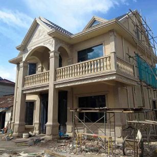 天水 黄金麻花岗岩石材私人别墅雕花门楼柱阳台栏杆