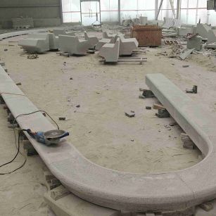 天水 芝麻白花岗岩弧形花坛石，坐凳石