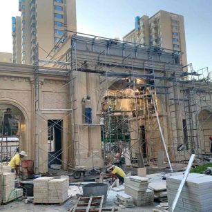 天水 黄金麻荔枝面花岗岩小区门楼外墙干挂