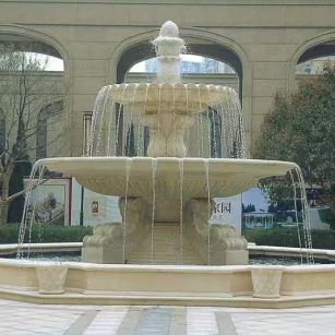 天水 黄金麻花岗岩异型加工——户外庭院石雕流水喷泉