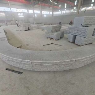 天水 芝麻白异形坐凳，自然面光面弧形加工