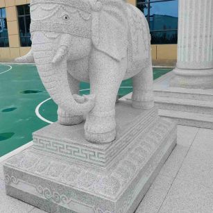 天水 白麻花岗岩动物异形石雕-大象