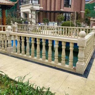 天水黄金麻花岗岩石材栏杆，扶手，将军柱，花瓶柱