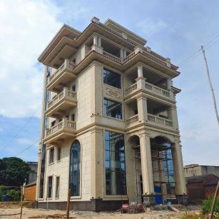 天水 黄金麻花岗岩石材别墅外墙干挂搭配（雕花栏杆花瓶柱门楼罗马柱）