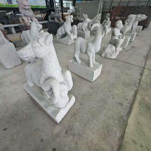 天水 芝麻白花岗岩造型立体雕刻——十二生肖