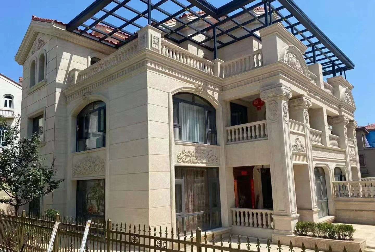 天水 黄金麻花岗岩荔枝面别墅外墙干挂