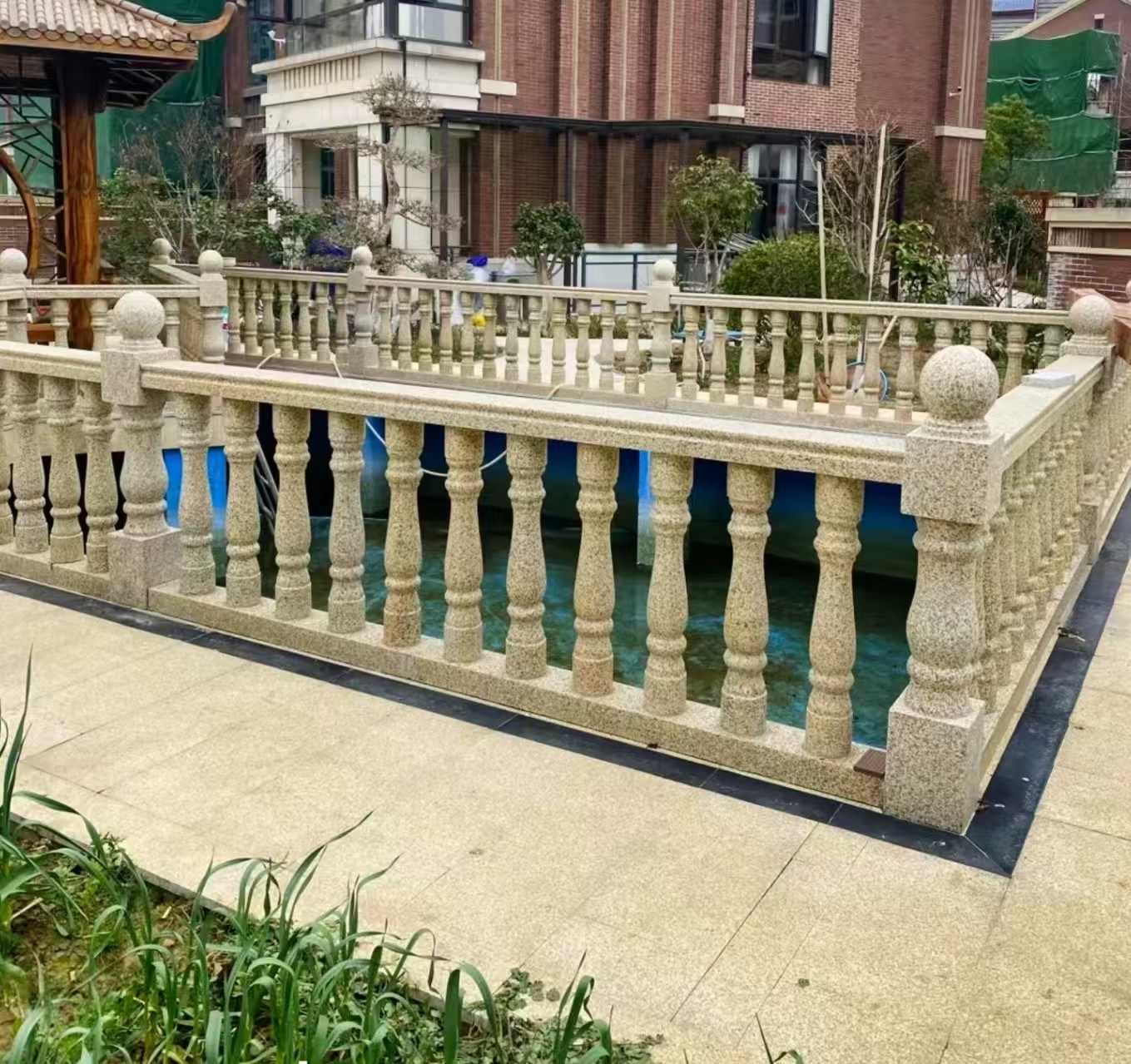 天水黄金麻花岗岩石材栏杆，扶手，将军柱，花瓶柱