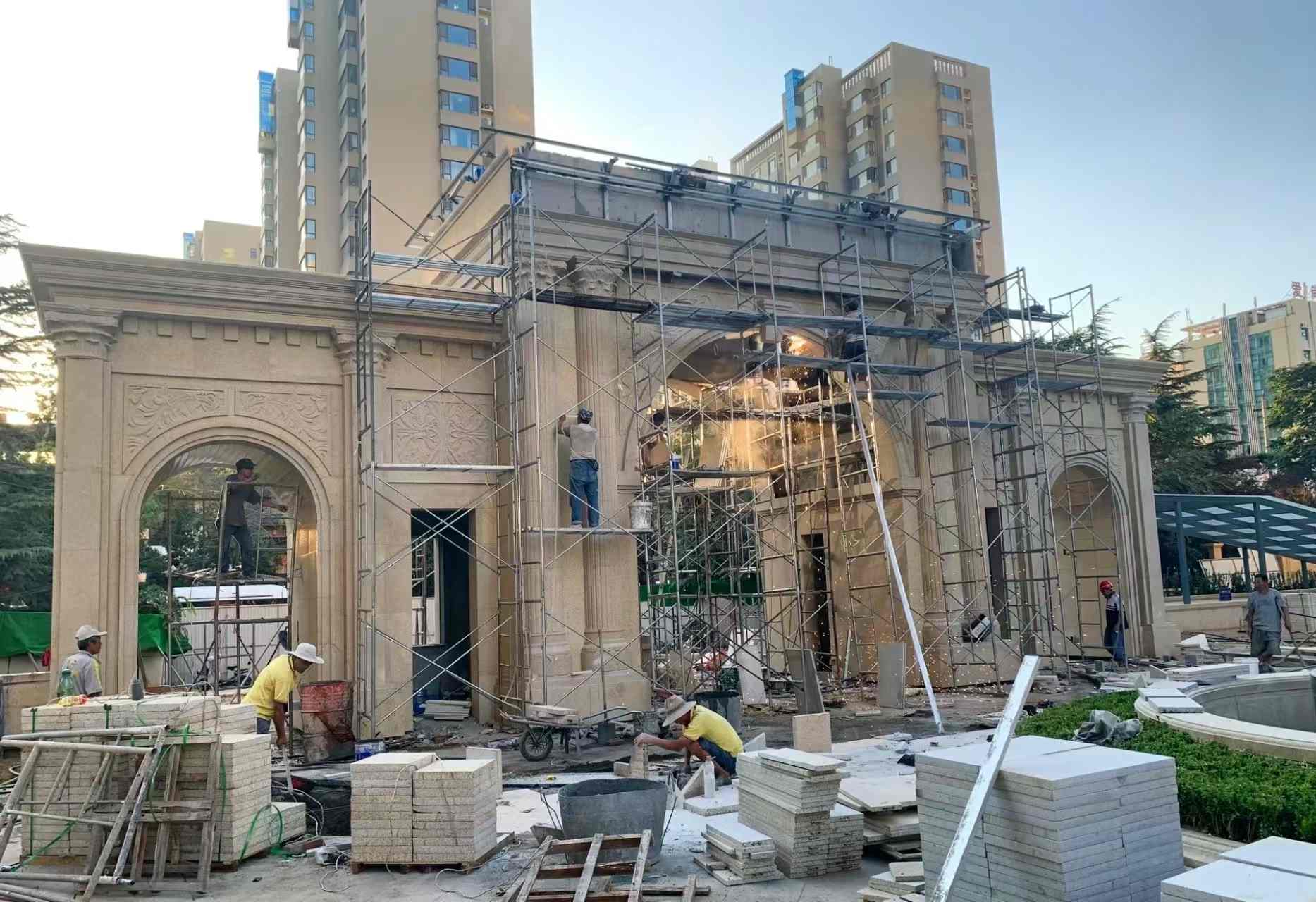 天水 黄金麻荔枝面花岗岩小区门楼外墙干挂